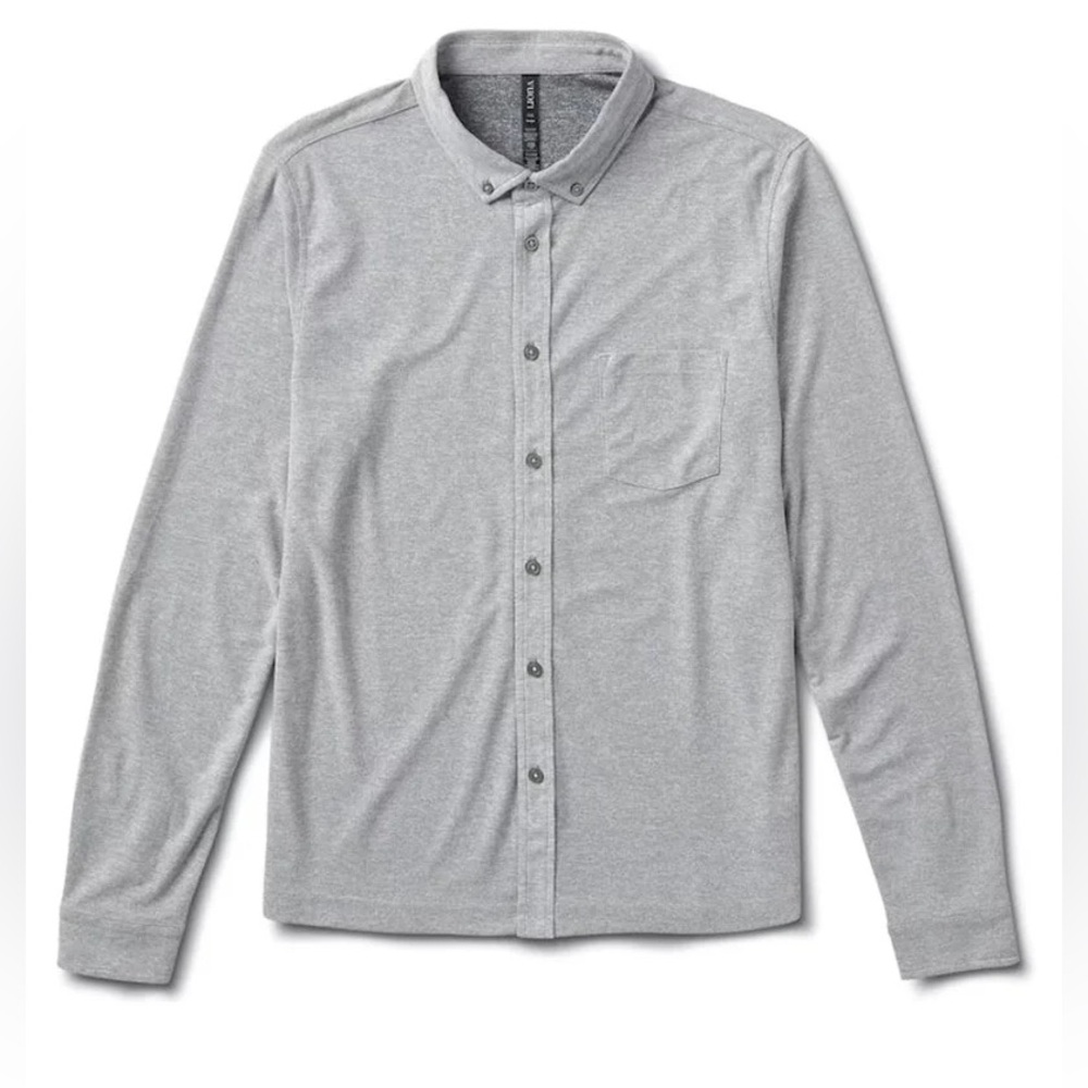 Vuori Ace Long Sleeve Button Down Shirt Light Gray Small‎